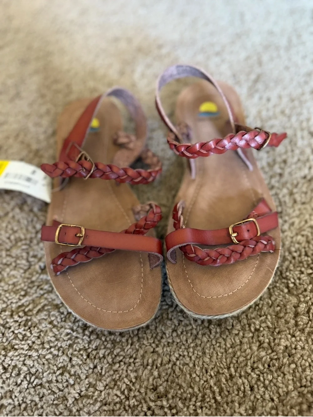 Kids Braided Strap Sandals in Red - Unbranded